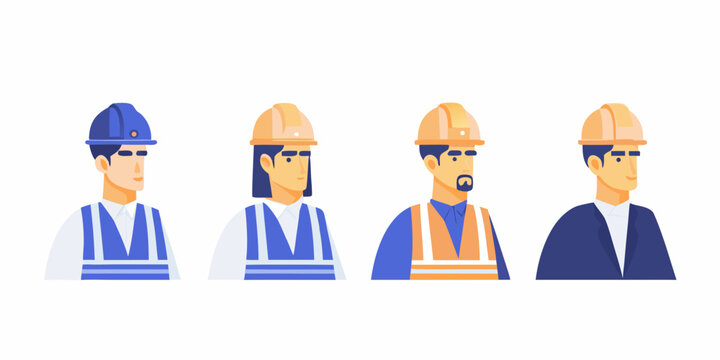 Construction workers in hard hats vector illustration