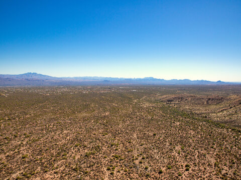 Rio Verde, Arizona and surrounding desert aerial view