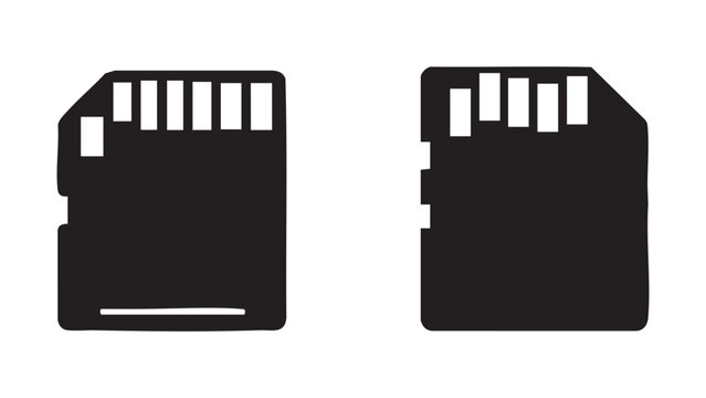 Black Memory Card and Micro Memory Card Icons