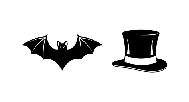 Black bat and top hat icons.