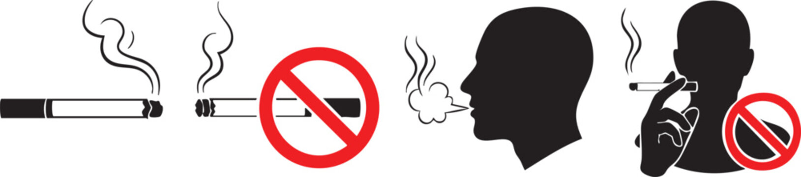 Prohibition signs no smoking and no mobile phones in a public space