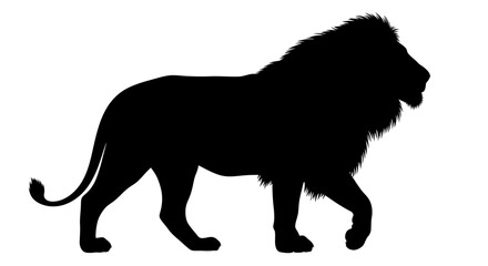 Lion silhouette against a white background majestic feline profile © Mdselim