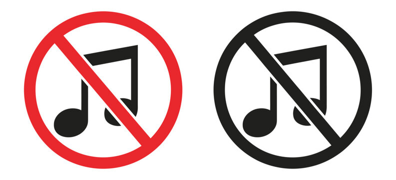 No music notes symbols representing silence, muted sound, audio restriction, volume off, and music prohibition