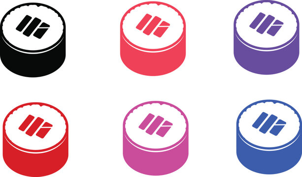 Set of colorful glossy round web navigation buttons icons for website design and internet interface collection