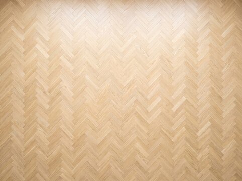 A close-up, top-down view of a light-colored wooden floor laid in a classic herringbone parquet pattern.