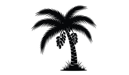 Fototapeta premium palm tree silhouette against a white background tropical plant with detailed fronds and textured trunk high quality professional modern elegant stylish clean crisp vibrant