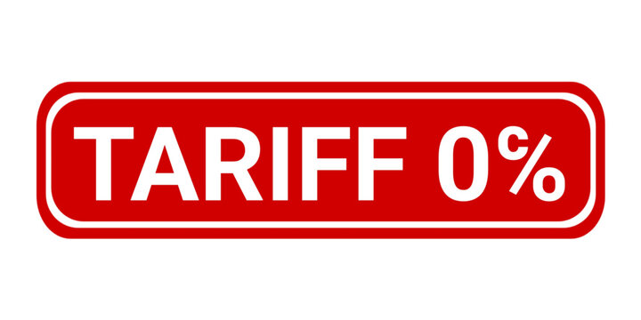Tariff 0℅ Red grunge rubber stamp vector illustration. Tariff zero percent stamp sign. 