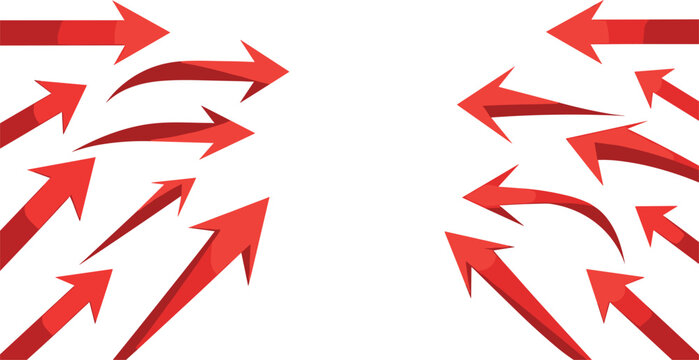 3D Red Arrow Set with Multiple Angles and Directions for Movement, Navigation, and Instructional Use3D Red Arrow Set with Multiple Angles and Directions for Movement, Navigation, and Instructional Use
