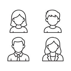 Fototapeta premium A set of business people icons featuring men and women avatars in office style suitable for teamwork and professional use, Profile image