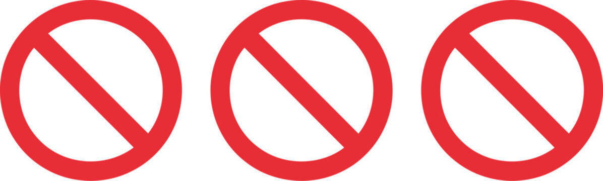 Prohibited circle sign, red prohibition icon representing ban symbol, restricted action, forbidden access, warning control, and safety regulation