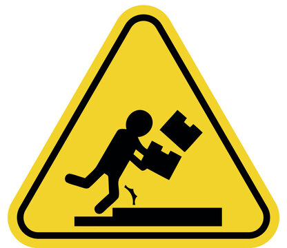 Warning sign for falling objects pictogram of a person in danger from descending debris safety symbol for industrial hazard areas isolated on white background
