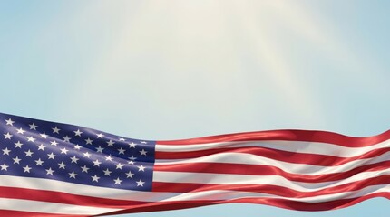 Obraz premium Wide Horizontal Patriotic Banner Scene with American Flag