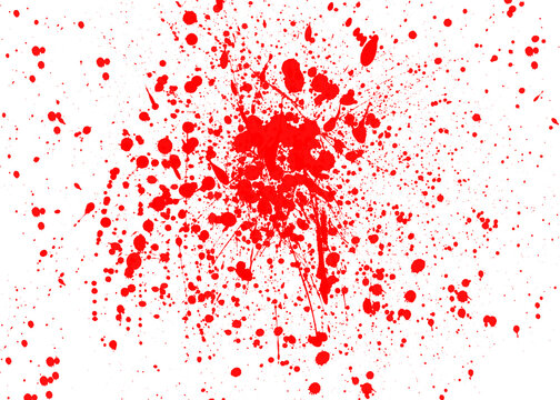 Red pixel explosion on white background