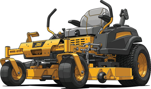 Professional zero turn lawn mower isolated on transparent background high performance landscaping equipment for efficient yard maintenance