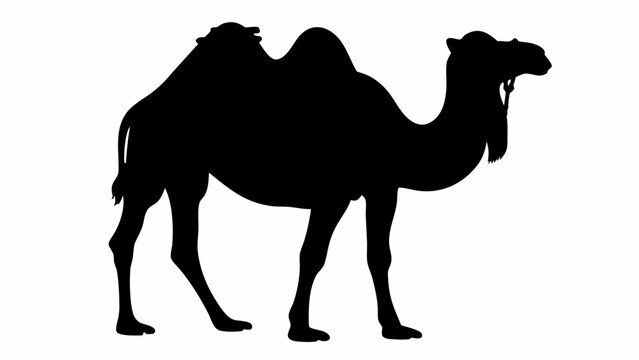 Dromedary camel silhouette walking desert landscape traditional eid celebration vector graphic