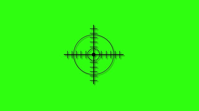 4 x zoom lance sniper scope reticle animation for target aiming and alignment.Abstract precision aiming display element for weapon and optics systems.