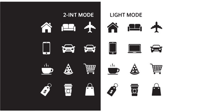 Dark Mode Light Mode UI Icons Set for Web and Mobile App Design