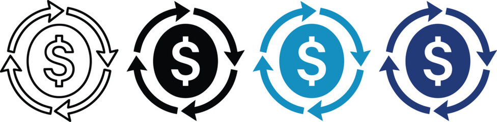 Fototapeta premium Circular dollar sign with arrows financial flow and exchange concepts