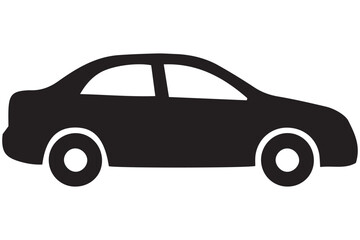 Fototapeta premium Simple black and white illustration of a sedan car on a white background