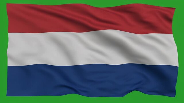 Smooth animation of Netherlands flag waving in green screen