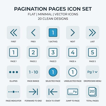 Pagination Pages Icon Set With First With Prev