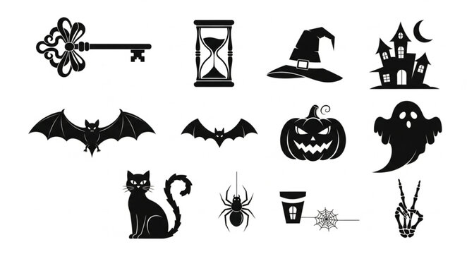 Halloween icons and symbols set.