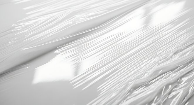 A close-up view of white lines on a smooth surface with reflections of light