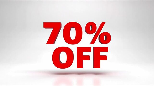 Red 70 percent off discount sign on white background