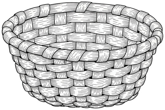 Woven basket png Wicker hamper cutout Empty container png Rustic vessel cutout Round bin png Wooden holder cutout Natural receptacle png Straw pannier cutout isolated transparent background image
