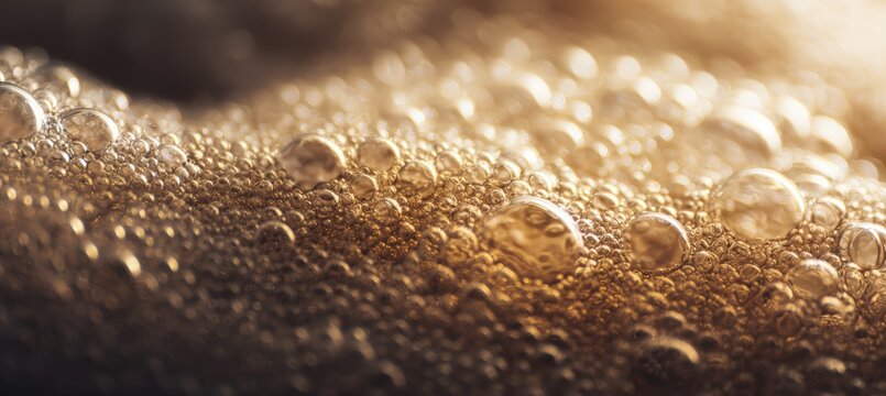 Foam Texture with Microbubbles in Cinematic Soft Golden Light