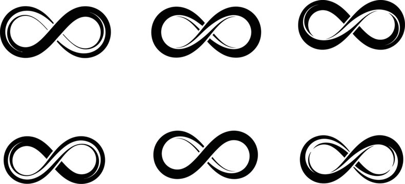 infinity symbols in different styles and orientations on white background