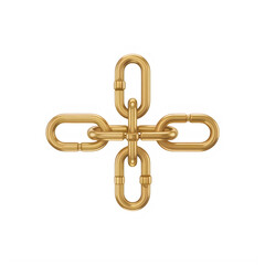 Obraz premium Golden chain links forming a cross shape on white background transparent background