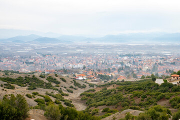 Obraz premium Cibyra or Kibyra, also referred to as Cibyra Magna, was an Ancient Greek city near the modern town of Gölhisar, in Burdur Province. Ruined antique theater panoramic view at archaeological site of anci