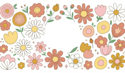 Decorative pink and yellow flower vector illustration with copy space in minimalist Scandinavian style © Mst RAFIYA
