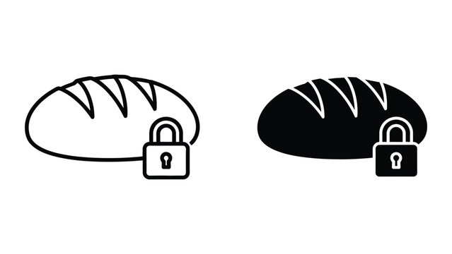 Secure bread icon with padlock symbol