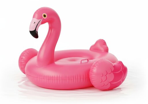 Inflatable pink flamingo floatie for swimming and pool relaxation