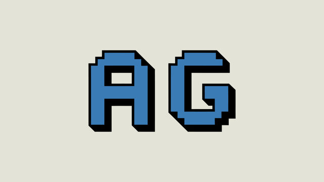 Bright blue pixel art letters showing arg in retro video game style