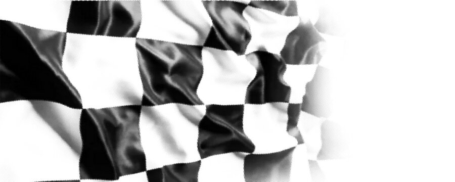 Checkered black and white racing flag on white. vector