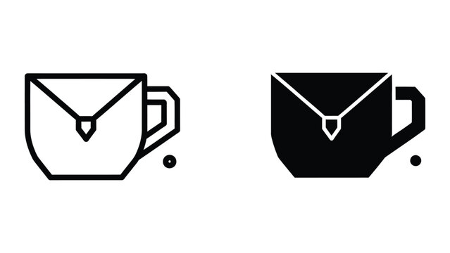 Minimalist tea cup icon with envelope shape handle
