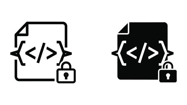 Secure code file icons with padlock symbols