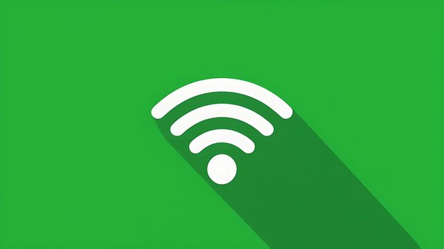 Wi-Fi Signal Vector Icon with Shadow on Green Background