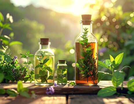 Herbal infusions bathed sun
