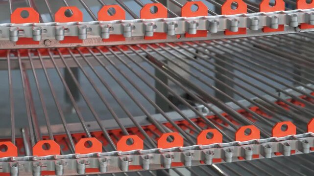 Metal tape bakery belt of automatic conveyor, Tape belt of automatic conveyor. product packaging concept
