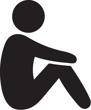 Seated person icon with bent knee and arm resting  simple human figure