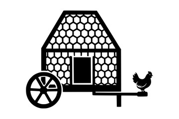 Portable Chicken Coop Icon Mobile Hen House Vector Illustration © prettygfx