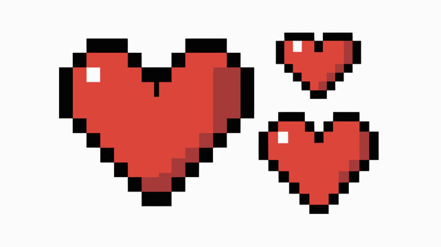 Red pixel art heart shapes in a simple clean design