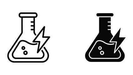 Electricity striking flasks with liquid in glass lab beakers © Jahidul