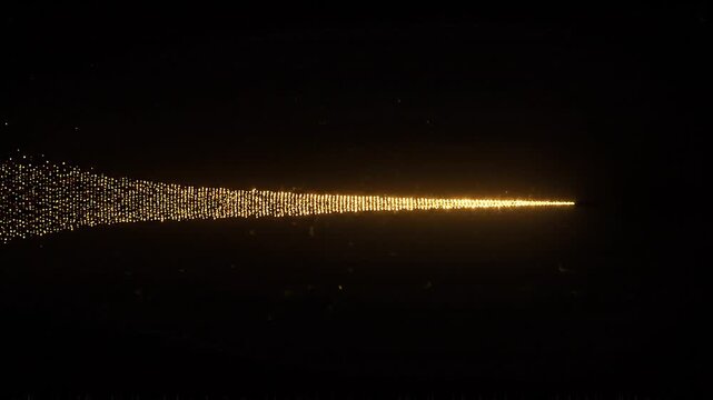 Golden Particle Beam Shooting Forward with Sparkling Light Trail on Dark Background Dynamic Abstract Energy Motion Effect
