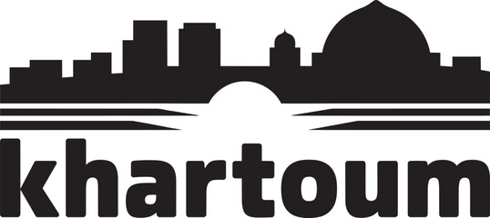 Fototapeta premium Khartoum skyline vector illustration with architectural landmarks and text with cityscape art