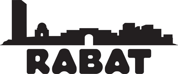 Rabat morocco city skyline black silhouette vector illustration with hassan tower and typography © pyenga